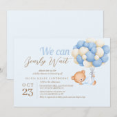 Teddy Bear Ballonnen Blue Baby Boy Shower Kaart (Voorkant / Achterkant)