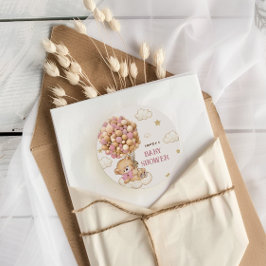 Teddy Bear Ballonnen Blush Roze Ronde Sticker