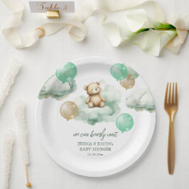 Teddy Bear Ballonnen Green Gold Sky Baby shower Papieren Bordje