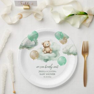 Teddy Bear Ballonnen Green Gold Sky Baby shower Papieren Bordje