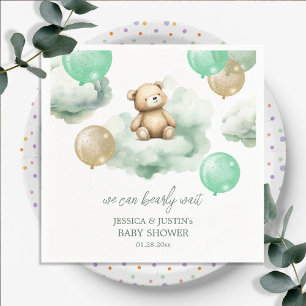 Teddy Bear Ballonnen Green Gold Sky Baby shower Servet