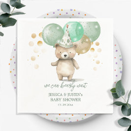 Teddy Bear Ballonnen Groen Goud Baby shower Servet