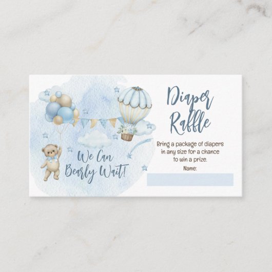 Teddy Bear ballonnen Jongen Barly Wachten Luier Ra Informatiekaartje (Voorkant)