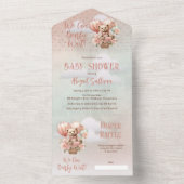 Teddy Bear Ballonnen Meisje Barly Wachten Baby sho All In One Uitnodiging (Binnen)