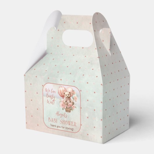 Teddy Bear Ballonnen Meisje Barly Wachten Baby sho Bedankdoosjes (Voorkant Zijde)