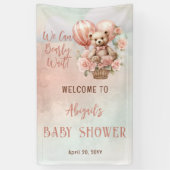 Teddy Bear Ballonnen Meisje Barly Wachten Baby sho Spandoek (Verticaal)