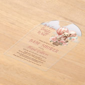 Teddy Bear Ballonnen Meisje Virtual Baby shower Acryl Uitnodigingen (Laagn)