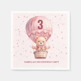Teddy Bear Ballonnen Pastel Roze Baby's Verjaardag Servet