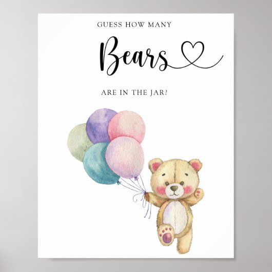 Teddy Bear ballonnen - raad hoeveel beren Poster (Voorkant)