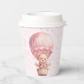 Teddy Bear Ballonnen Roze Verjaardag Papieren Cups Papieren Bekers (Achterkant)