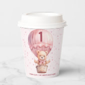 Teddy Bear Ballonnen Roze Verjaardag Papieren Cups Papieren Bekers (Voorkant)