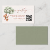 Teddy Bear Ballonnen Sage Green QR Code Registry Informatiekaartje (Voorkant / Achterkant)