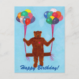 Teddy Bear Ballonnen Swing Happy Birthday Briefkaa Briefkaart