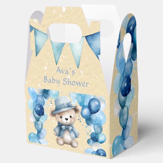 Teddy Bear Balloon Arch Boy Baby shower Bedankdoosjes (Geopend)