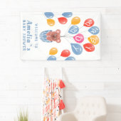 Teddy Bear Balloon Baby Boy Baby shower Backdrop Spandoek (Insitu)
