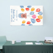 Teddy Bear Balloon Baby Boy Baby shower Backdrop Spandoek (Beurs)