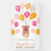 Teddy Bear Balloon Baby Girl Baby shower Spandoek (Verticaal)
