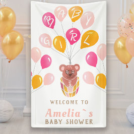 Teddy Bear Balloon Baby Girl Baby shower Spandoek