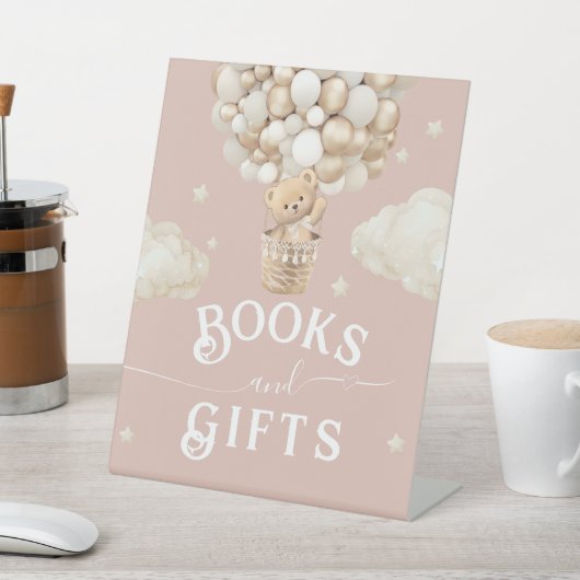 Teddy Bear Balloon Baby shower boek Reclamebord Met Voetstuk (Insitu)