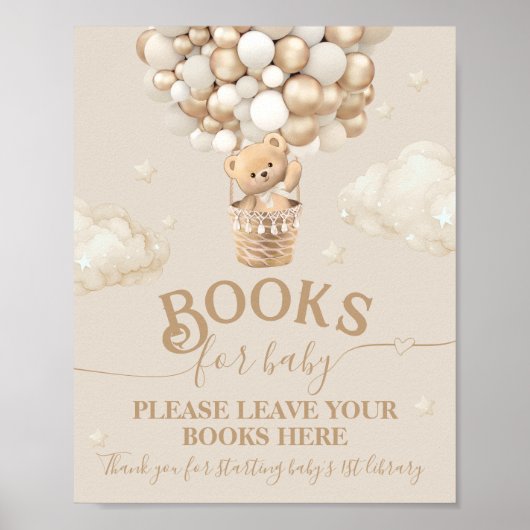 Teddy Bear Balloon Baby shower boeken Poster (Voorkant)