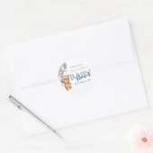 Teddy Bear Balloon Baby shower Classic Round Stick Ronde Sticker (Envelop)
