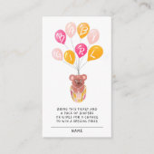 Teddy Bear Balloon Baby shower Diaper Raffle Informatiekaartje (Voorkant)