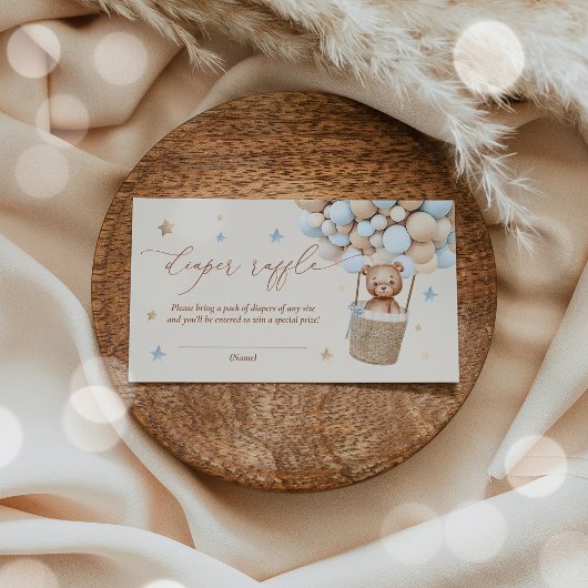 Teddy Bear Balloon Baby shower Diaper Raffle Informatiekaartje