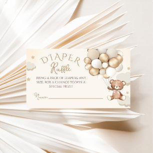 Teddy Bear Balloon Baby shower Diaper Raffle Informatiekaartje