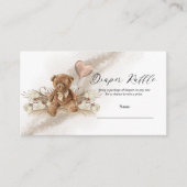 Teddy Bear Balloon Baby shower Diaper Raffle Informatiekaartje (Voorkant)