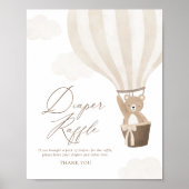 Teddy Bear Balloon Baby shower Diaper Raffle Poster (Voorkant)
