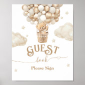Teddy Bear Balloon Baby shower gastenboek Poster (Voorkant)