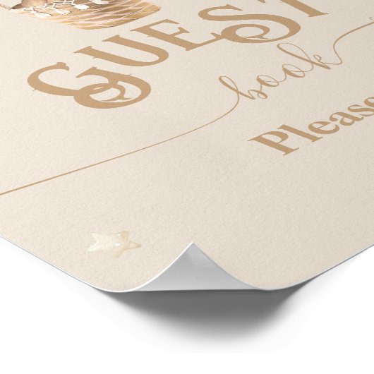 Teddy Bear Balloon Baby shower gastenboek Poster (Hoek)