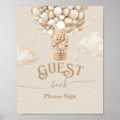 Teddy Bear Balloon Baby shower gastenboek Poster (Voorkant)