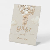 Teddy Bear Balloon Baby shower gastenboek Reclamebord Met Voetstuk (Voorkant)