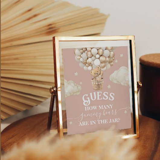 Teddy Bear Balloon Baby shower gok spel Poster