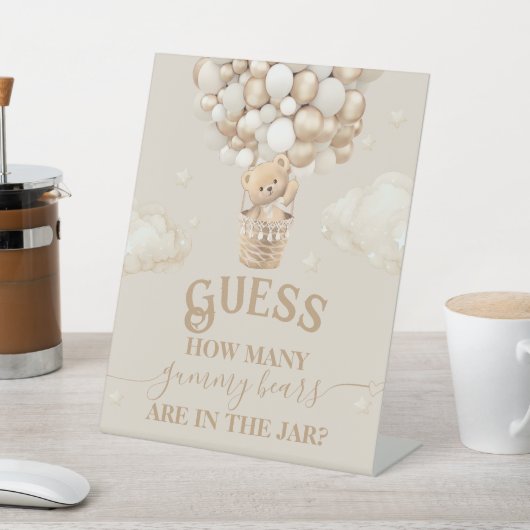 Teddy Bear Balloon Baby shower gok spel Reclamebord Met Voetstuk (Insitu)