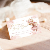 Teddy Bear Balloon Baby shower Guess spel Informatiekaartje