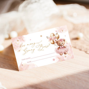 Teddy Bear Balloon Baby shower Guess spel Informatiekaartje