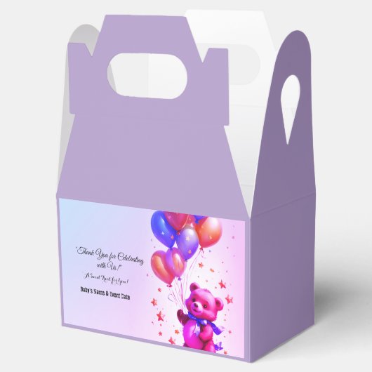 Teddy Bear Balloon Baby shower gunstbox Bedankdoosjes (Geopend)
