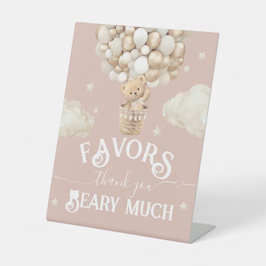 Teddy Bear Balloon Baby shower gunsten Reclamebord Met Voetstuk (Voorkant)