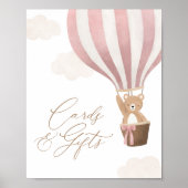 Teddy Bear Balloon Baby shower Kaarten en geschenk Poster (Voorkant)
