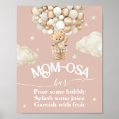 Teddy Bear Balloon Baby shower momosa bar Poster (Voorkant)
