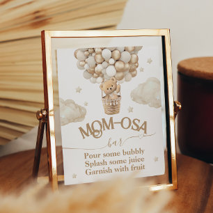Teddy Bear Balloon Baby shower momosa bar Poster