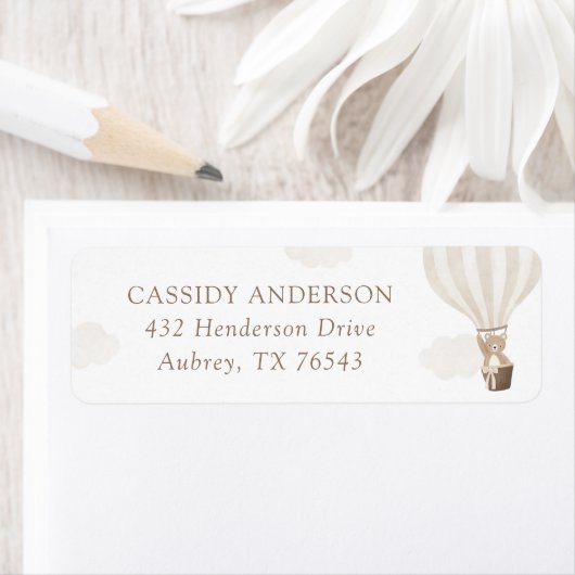 Teddy Bear Balloon Baby shower Retouradres Etiket (Insitu)