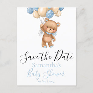 Teddy Bear Balloon Baby shower Save the Date Postc Briefkaart