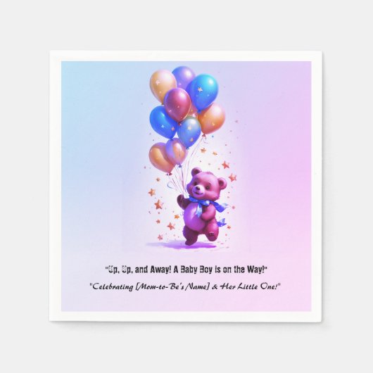 Teddy Bear Balloon Baby shower servetten (Voorkant)