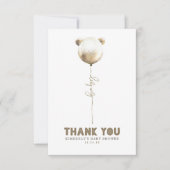 Teddy Bear Balloon Baby shower Small Dank je Bedankkaart (Voorkant)