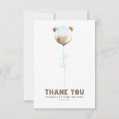 Teddy Bear Balloon Baby shower Small Dank je Bedankkaart (Voorkant)