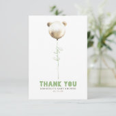 Teddy Bear Balloon Baby shower Small Dank je Bedankkaart (Staand voorkant)