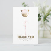 Teddy Bear Balloon Baby shower Small Dank je Bedankkaart (Staand voorkant)